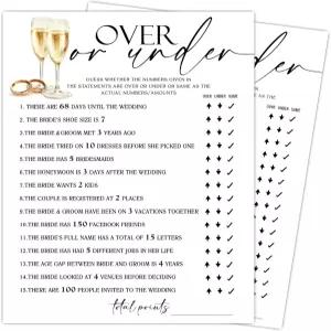 RPLCSPC 브라이덜 샤워 게임 오버 또는 언더 웨딩 카드 25장5 x 7인치 하객을 위한 어드바이스 파티 혜택