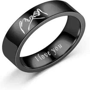 키콤비 핑키 약속 커플 링 손에 손을 잡고 스테인리스 스틸 하이 폴리쉬 러브 유 조각된 웨딩 밴드 성명
