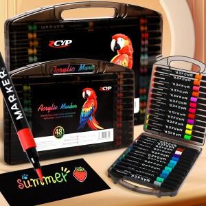 전문 예술 사용 24색 아크릴 페인트 마커 이중 팁 파인 및 브러시 펜 돌 목재 서예 Ca