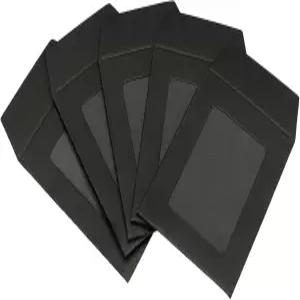 파티킬 풀 페이스 윈도우 봉투 10팩 3인치 투명 단면 사진 카탈로그 블랙