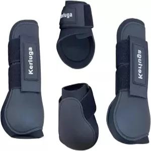 승마 훈련을 위한 말 전문 스포츠 보호 충격 흡수 다리 지지 랩 4종 오픈 프론트 및 페틀록 텐던 부츠 세트