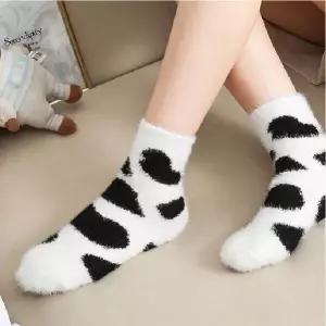 얼룩무늬 털양말 여성 학생 수면양말