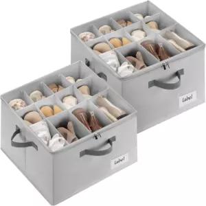 옷장용 큐픽 큐피드 2팩 신발 정리함 최대 12켤레 커버가 투명한 큐비 보관 용기 회색