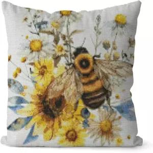 성인 초보자를 위한 후아칸 크로스 스티치 베개 키트 스탬프 비 패턴 17.7 x 17.7인치