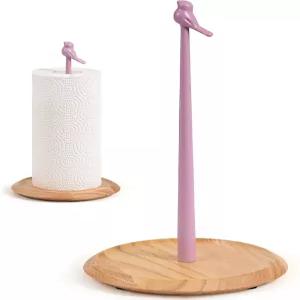 나무 종이 타월 홀더 조리대 스타일리시한 새 모양 견고한 베이스 언 탑 미끄럼 방지 매트 안정적이고