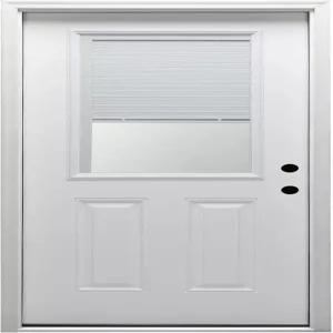 내셔널 도어 컴퍼니 외부 싱글 30인치 x 80인치 스틸 레이즈 /하부 블라인드 1개 /2개 라이트 2패널