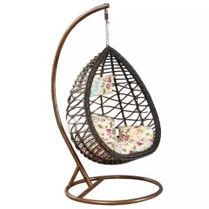 라탄 원형 흔들의자 안락 체어 낮잠 둥지 원목 싱글 새장 브라운