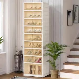 지디푸우 휴대용 초대형 접이식 신발장 마그네틱 클리어 도어가 있는 옷장용 신발 정리함 거실용 보관함