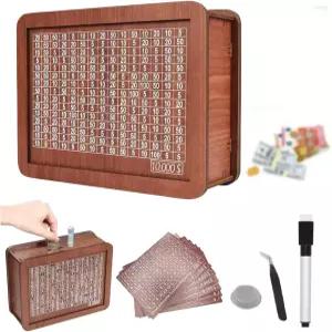 캐시 볼트 나무 저축 상자 2026년 새 현금 절약 돈 10000 챌린지 레트로 보관 목표 및 숫자다크 브라운