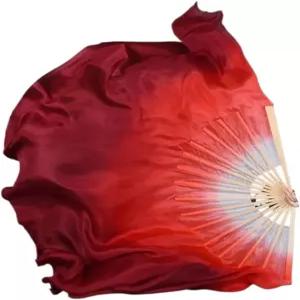 춤추는 부채 1쌍 1L+1R 그라디언트 컬러 벨리 댄스 실크 베일 양면 리얼 접이식 동양 소품 길이 41cm86cm