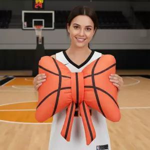 핑쿤 농구 보우 베개 플러시 15인치 주황색 모양 던지기 푹신한 부드러운 장식 스포츠 쿠션 발렌타인 선물