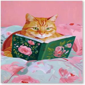RLTXBUK 고양이 크로스 스티치 키트 오렌지 독서 책 스탬프 카운트 애호가용 독자 선물 반려동물