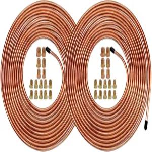 MuHize 3 /16인치 브레이크 라인 키트 25피트 구리 코팅 튜브 + 16개의 피팅2세트 방청 및 내구성 세단 SUV