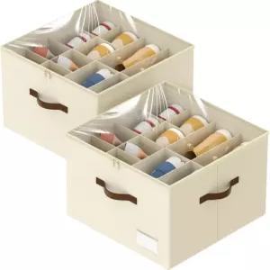 옷장용 라이크마이픽 신발 정리함 투명 커버가 있는 2팩 조절 가능한 칸막이가 옷장 보관 용기 신발용