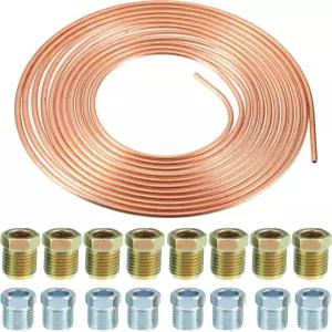 uxcell 1 세트 5인치/16인치 OD 브레이크 라인 튜빙 키트 유연한 구리 코팅 튜브 롤 코일 16개 역플레어