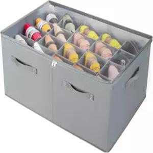 옷장용 TOPIA 홈 신발 정리함 조절 가능한 칸막이와 투명 커버가 있는 접이식 상자 강화 손잡이가 공간