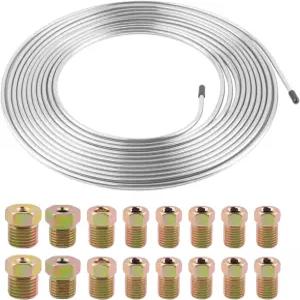 25피트 3인치/16 브레이크 라인 키트 아연 도금 구리 리어 키트에는 16PCS 인버티드 튜브 너트 유압