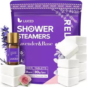 샤워 스티머 아로마테라피 라벤더 로즈 폭탄 14팩과 천연 에센셜 오일 5ml 엄마 아내를 위한 어머니의 날