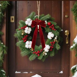 1/12개 벨벳 크리스마스 트리 리본 빈티지 DIY 공예 선물 포장 가랜드 캔디 백 파티 장식