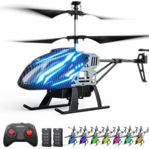 DEERC DE23 리모컨 헬리콥터 7가지 색상 조명이 있는 RC 24분 플레이를 위한 모듈식 배터리 2개 고도 보류