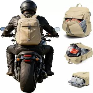 오토바이 여행 자전거 하이킹을 위한 SEAFOE 헬멧 백팩 남녀 공용 베이지 12.2 L x 4.7 W 18.1 H 20L 방수