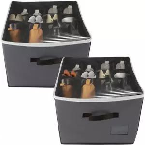 투명 커버와 튼튼한 손잡이가 있는 옷장용 접이식 신발 보관 정리함을 위한 익샹위안CLJ 2팩 정리함