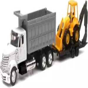 인터내셔널 론스타 덤프트럭 화이트와 휠 로더 옐로우 플랫베드 트레일러 롱홀 트럭커 시리즈 1 /43