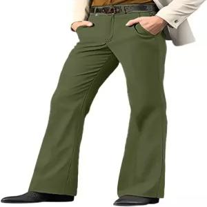 70년대 남성용 디스코 팬츠 드레시 벨 하의 플랫 프론트 스트레치 플레어 빈티지 댄스 웨스턴 카우보이