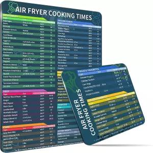 모스마트 에어프라이어 마그네틱 치트 시트 쿡 타임 차트 빠른 참조 가이드 - 2pcs 대형 및 소형 방수 자석