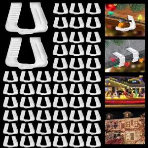 요타코 50pcs 크리스마스 조명 클립 1개 5/8인치 페시아 걸이 후크 데크 장식 지붕 배수구 울타리 이브