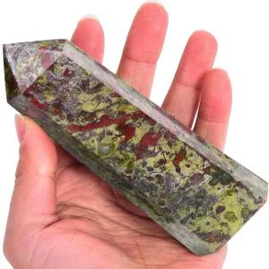 아모이스톤 블러드스톤 오벨리스크 대형 힐링 크리스탈 지팡이 타워 6 페이스 칼럼 레이키 차크라 명상