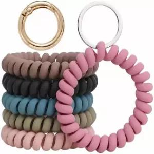 6PCS 신축성 손목 밴드 보호대 열쇠고리 스프링 유연한 나선형 코일 사우나 체육관 수영장 ID 배지 및 야외