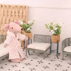 펑키 미니 하우스 2팩 미니어처 인형의 집 화분 스탠드 및 인공 세트 집을 위한 1 12 스케일 홈 데코