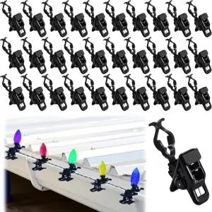 Foang 30PCS 크리스마스 조명 스프링 클립 C7 C9 외부 스트링 조명용 유니버설 홀리데이 거터 앤 싱글 로드
