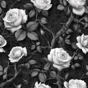 빈티지 블랙 앤 화이트 로즈 필 스틱 플로럴 벽지 셀프 17.72인치 X 118.1인치 아트 플라워 월페이퍼 렌터