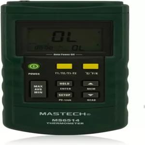 마스텍 MS6514 듀얼 채널 디지털 온도계 로거 테스터 USB 인터페이스 1000 데이터