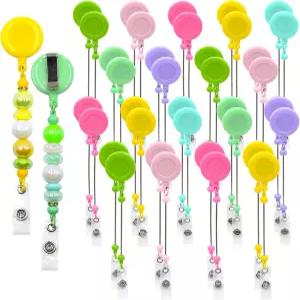 15개 캔디 비즈블 배지 릴 제작 키트 - 비즈 블랭크 바 벌크 벨트 클립이 포함된 접이식 간호사 교사 학생