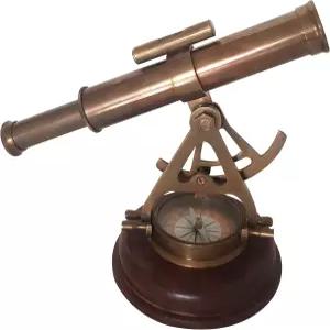 해리 황동 테오돌라이트 망원경 탐사 내비게이션 알리데 나침반 홈 데코 소박한 구리 마감 8x7 앤티크 마린
