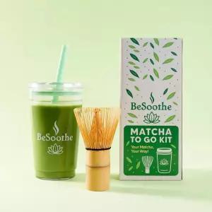 말차 거품기 여행 컵 세트 - 대나무 트리탄 테이크아웃 및 재사용 가능한 빨대 ？ 프리미엄 선물 키트