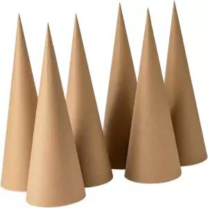 샴지나 6X 페이퍼 마체 콘 하단 12인치 중앙 조각 공예 사무실 크리스마스 교실용 트리 장식 오픈