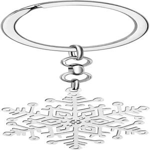 DOWAY 스테인리스 스틸 크리스마스 트리 눈송이 열쇠고리 캔디 하우스 눈사람 장식 (눈송이 B 은도금)