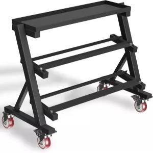 잠글 수 있는 바퀴가 달린 치카우라 3단 덤벨 랙 홈 체육관용 1200LBS 롤링 웨이트 케틀벨용 헤비 듀티