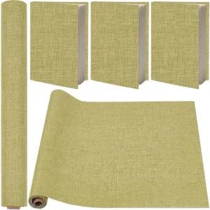 크라스피어 51 x 11.8 인치 린넨 책 커버 천 바인딩 폴리에스터 표면 종이 지원 다크 카키 직조 원단 앨범