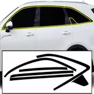 기아 쏘렌토 2021-2026 사이드 윈도우 크롬 삭제 - 프리컷 비닐 트림 오버레이 글로스 블랙 블랙아웃