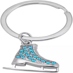 TEAMER 3D 터쿼이즈 크리스탈 스 스케이트 키체인 여성용 피겨 스케이팅 키링 스케이터 주얼리