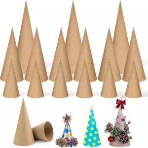 15PCS 페이퍼 마체 콘 오픈 바텀 Luxiv 3P 13.75x5인치 6P 10x4인치 두꺼운 판지 크리스마스 트리 종이 빈