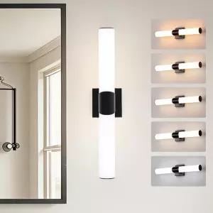 LIXDRASK 모던 월 스콘스 22인치 블랙 욕실 침실 거실 복도용 거울 위에 아크릴 그늘이 있는 긴 배니티