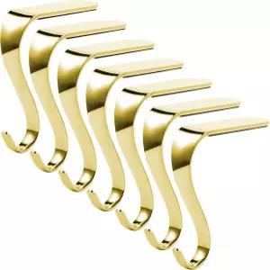 선샤인 7피스 크리스마스 스타킹 홀더 맨틀 행거 후크 그립 세트 파티 장식용 안전 행 클립골드