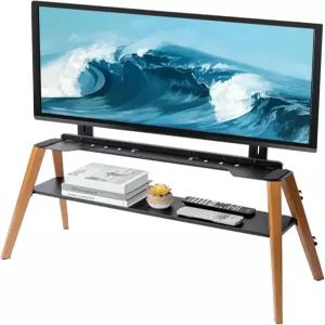 평면 스크린 미니멀리스트 메탈 비치 우드 텔레비전 마운트 스탠드를 위한 선반이 있는 마이 기프트 모던