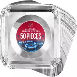 알루미늄 레인지 버너 커버(50팩) - 일회용 커버 라이너 버너용 내열 상단 레인지용 스토브 완벽한 주방